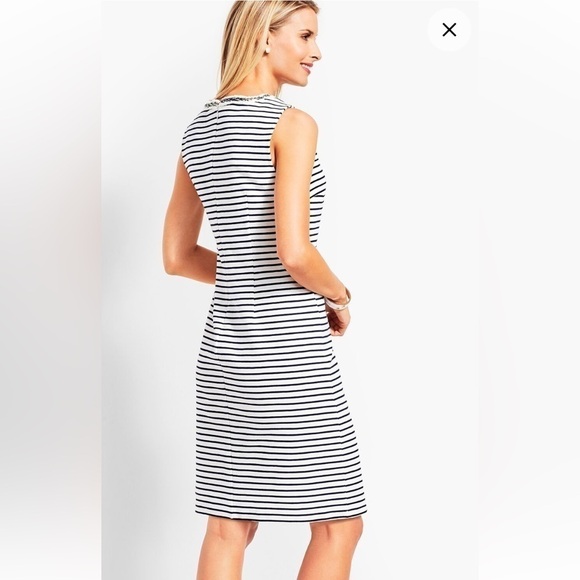 Talbots Navy Blue Strip Ottoman Sleeveless Shift Dress Size 8 - Picture 2 of 7